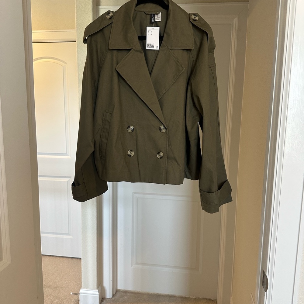H&M Khaki Double-Breasted Trench Coat